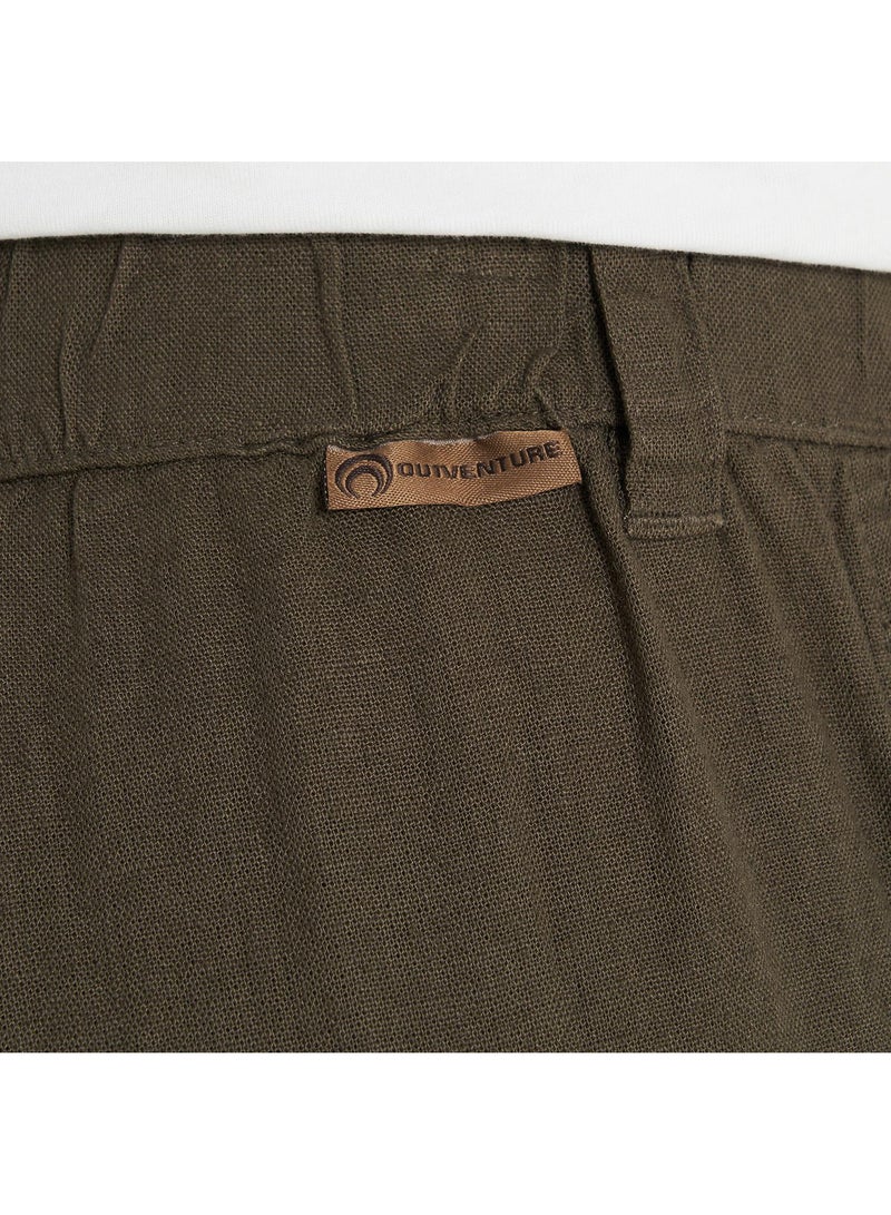Outventure Outventure Men's Dark Brown Trousers – Linen-Viscose Blend, Loose Fit, Elastic Waistband, Adjustable Drawstring, 2 Pockets, Ideal for Outdoor Adventures  - Image 5