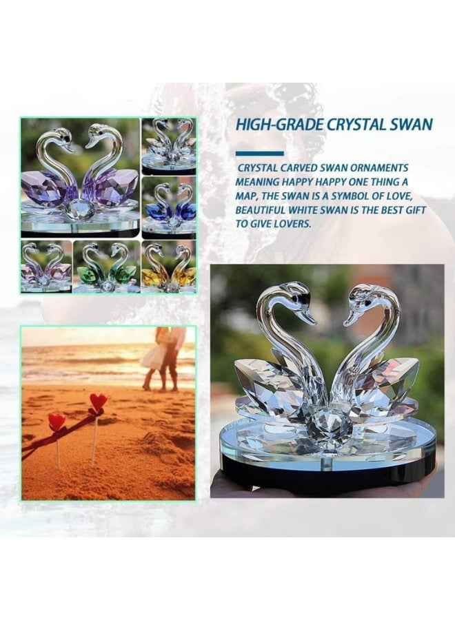 نموذج بجعة مزدوجة من الكريستال، قاعدة كريستالية شفافة، بجعة مزدوجة، ديكور منزلي أنيق - Image 2