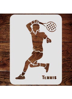 Usnyabni Tennis Stencil, 6.5 x 9 inch (M) - Athlete Tennis Player Racket Word Quote Stencils Template for Painting  - Image 1