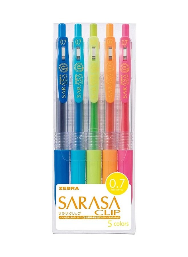 ZEBRA Zebra Sarasa Clip Gel Ballpoint Pen 0.7mm 5 Colors JJB15-5CAR  - Image 1