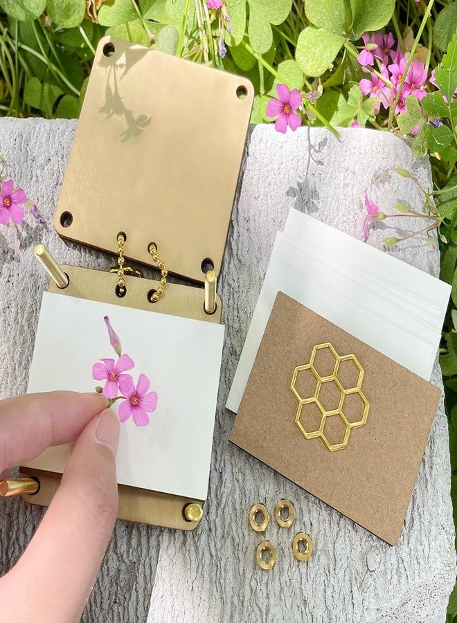 Happinit Pocket Flower Press, Small Flowers Press Kit, Micro Flower Pressing, Mini Plant Preservation Kit for Arts and Crafts Lovers (Gold) - Image 3