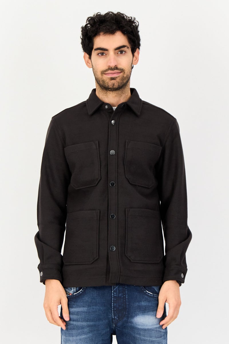 Celio Men Plain Jacket Shirt, Black - Image 1