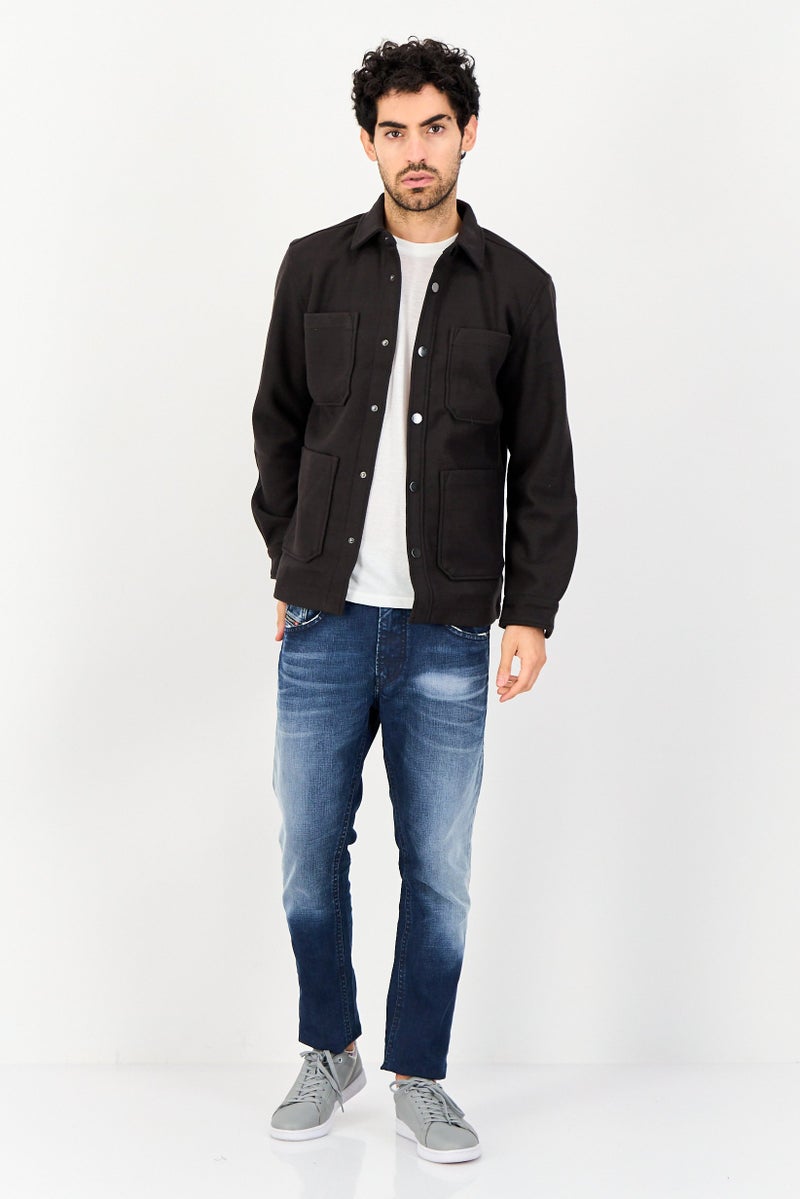 Celio Men Plain Jacket Shirt, Black - Image 3