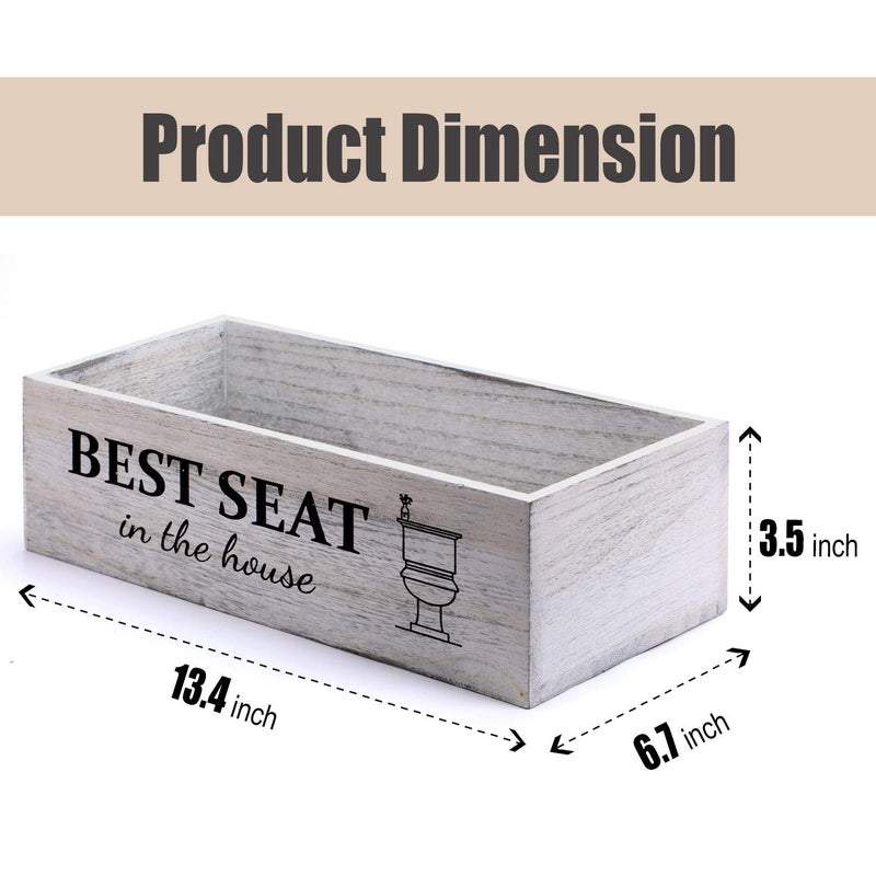 CuffUp Bathroom Decor Box, Toilet Paper Basket With 2 Sides Signs, Farmhouse Tank Topper, Rustic Home Decor for Livingroom Kitchen (One Whitewashed Box) - Image 4