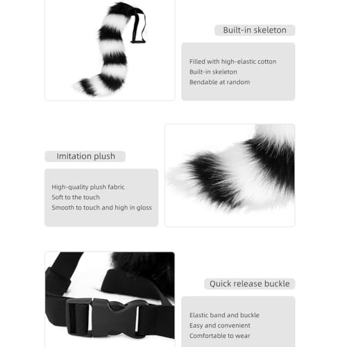 JUNBOON Faux Fur Tail for Cosplay Halloween Party Costume (2-Red) - Image 3