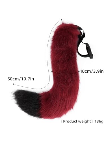 JUNBOON Faux Fur Tail for Cosplay Halloween Party Costume (2-Red) - Image 2