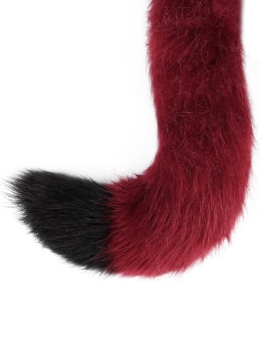 JUNBOON Faux Fur Tail for Cosplay Halloween Party Costume (2-Red) - Image 4