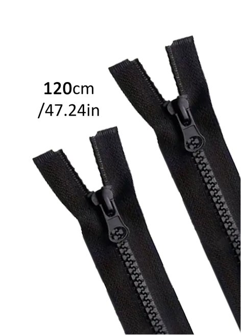 2pcs No.5, 2Slider Tractor Zipper Open Tail Zipper 120cm (Black Color)
