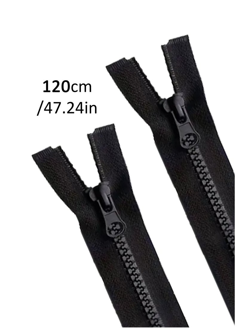 Generic 2pcs No.5, 2Slider Tractor Zipper Open Tail Zipper 120cm (Black Color)  - Image 1