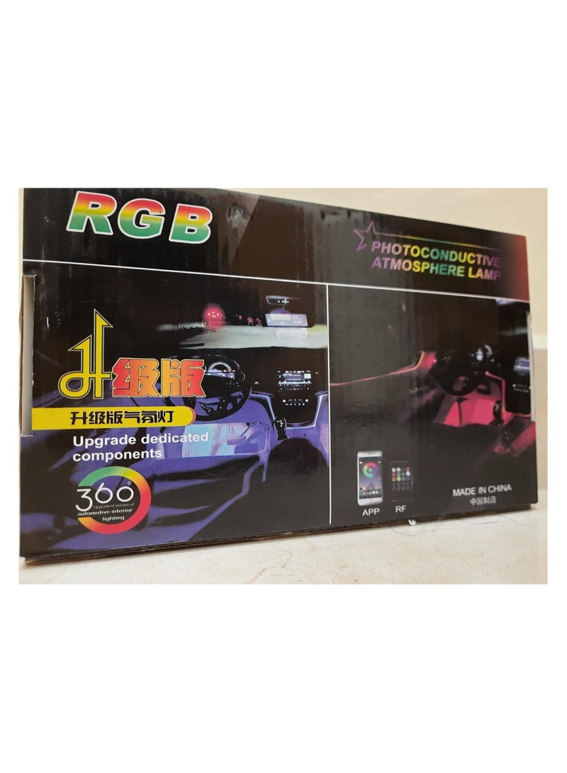 SHEZA STAR أضواء شريط LED للسيارة، أضواء داخلية متعددة الألوان RGB، 16 مليون لون مع الألياف الضوئية، مجموعات إضاءة محيطية، وظيفة نشطة بالصوت وتحكم عبر تطبيق بلوتوث لاسلكي (6 في 1 <8 متر>) - Image 2