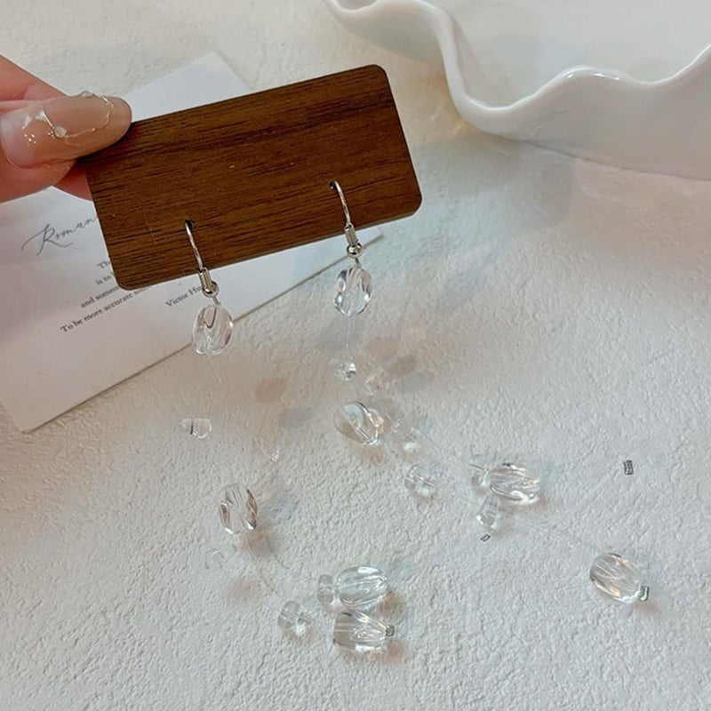Frodete Clear Earrings Teardrop Dew Drop Necklace Earrings Set Water Drop Necklace Jewelry for Women - Image 4
