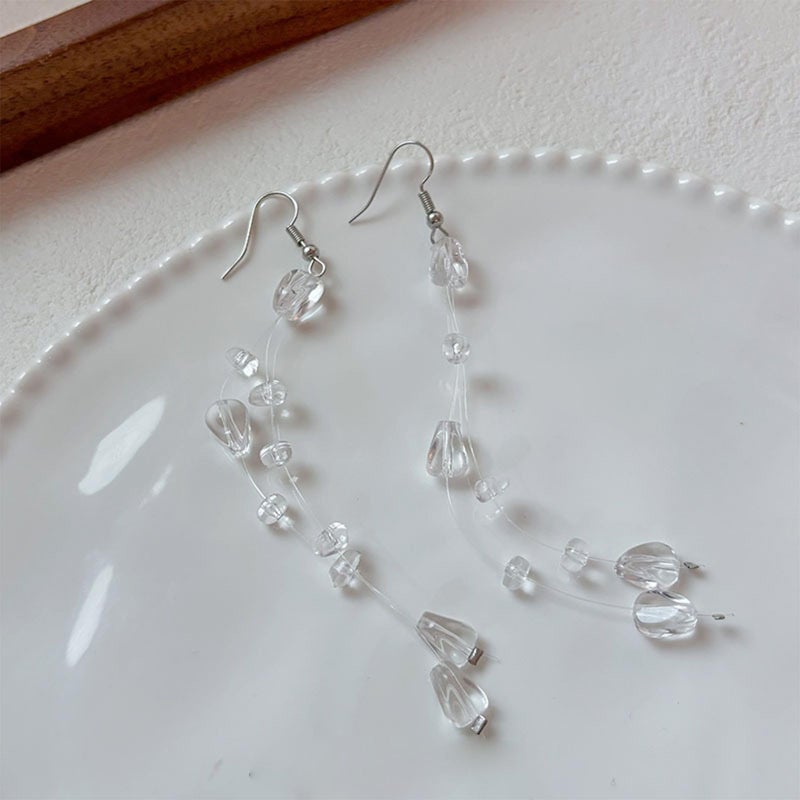 Frodete Clear Earrings Teardrop Dew Drop Necklace Earrings Set Water Drop Necklace Jewelry for Women - Image 5