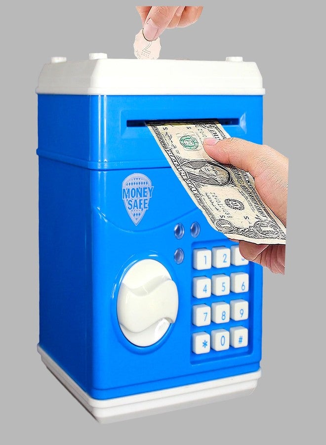 RAINBOW RIDERS Blue Light and Sound ATM Bank/Money Safe Bank/Coin Box for Kids with Electronic Lock & Secret Code/Electronic Wallet for 2+ Years Kids/ATM Bank for Girls and Boys. - Image 1