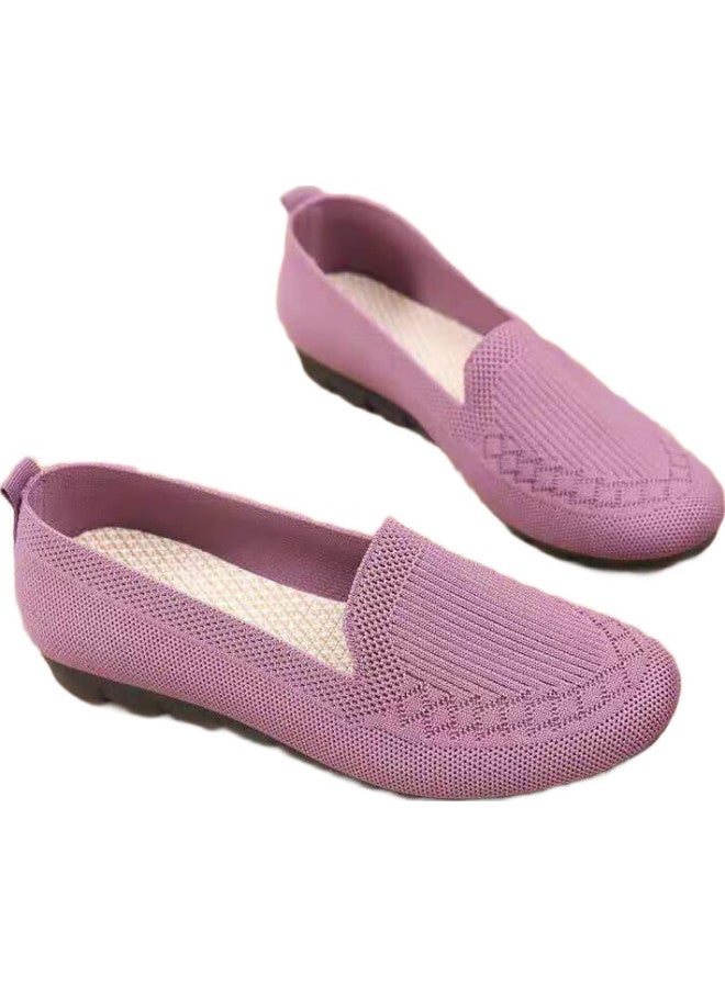 Weizhi Old Beijing Cloth Shoes Women'S Flying Woven Pea Shoes Polyurethane Sole Single Shoes Mother Shoes Wz1029 Purple 39 - Image 1