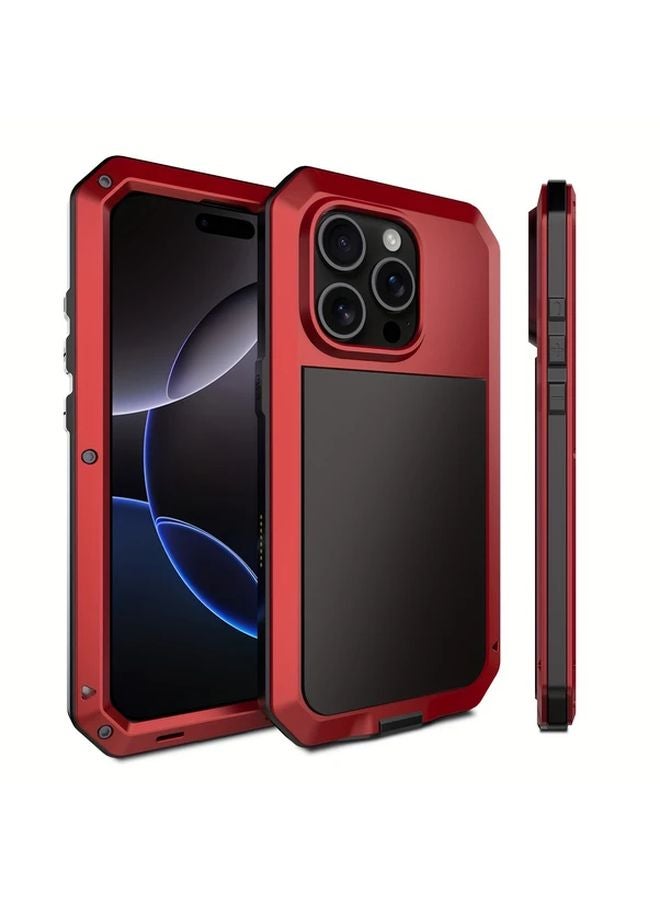 Red IPhone 16 Pro Max Case With Built In Screen Protector Full Body Shockproof Cover - Image 1