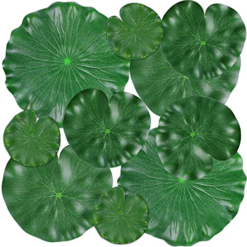 ZAUGONTW 10 Pieces Realistic Lily Pads Leaves for Ponds, Artificial Floating Foam Lotus Leaves, Water Lily Pads Artificial Foliage Pond Decor for Koi Fish Pool Patio Aquarium - Image 1