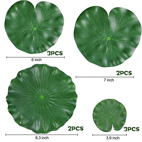 ZAUGONTW 10 Pieces Realistic Lily Pads Leaves for Ponds, Artificial Floating Foam Lotus Leaves, Water Lily Pads Artificial Foliage Pond Decor for Koi Fish Pool Patio Aquarium - Image 5