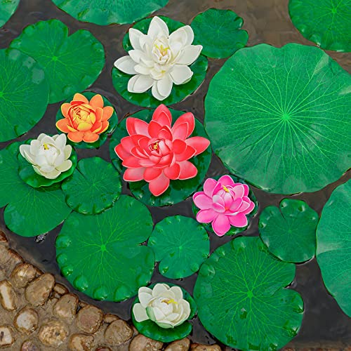 ZAUGONTW 10 Pieces Realistic Lily Pads Leaves for Ponds, Artificial Floating Foam Lotus Leaves, Water Lily Pads Artificial Foliage Pond Decor for Koi Fish Pool Patio Aquarium - Image 4