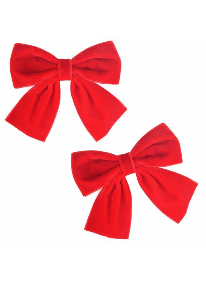 DEEKA 2 PCS 4" Hand-made Velvet Hair Bows Alligator Clips Hair Accessories for Little Teen Toddler Girls Kids Set of 2 -Red - Image 1