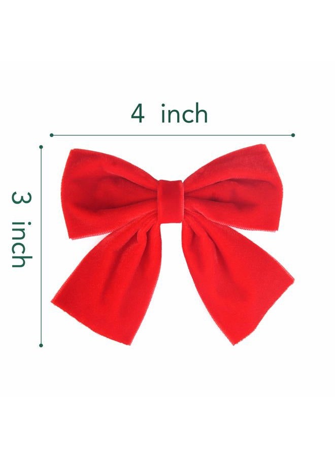 DEEKA 2 PCS 4" Hand-made Velvet Hair Bows Alligator Clips Hair Accessories for Little Teen Toddler Girls Kids Set of 2 -Red - Image 2