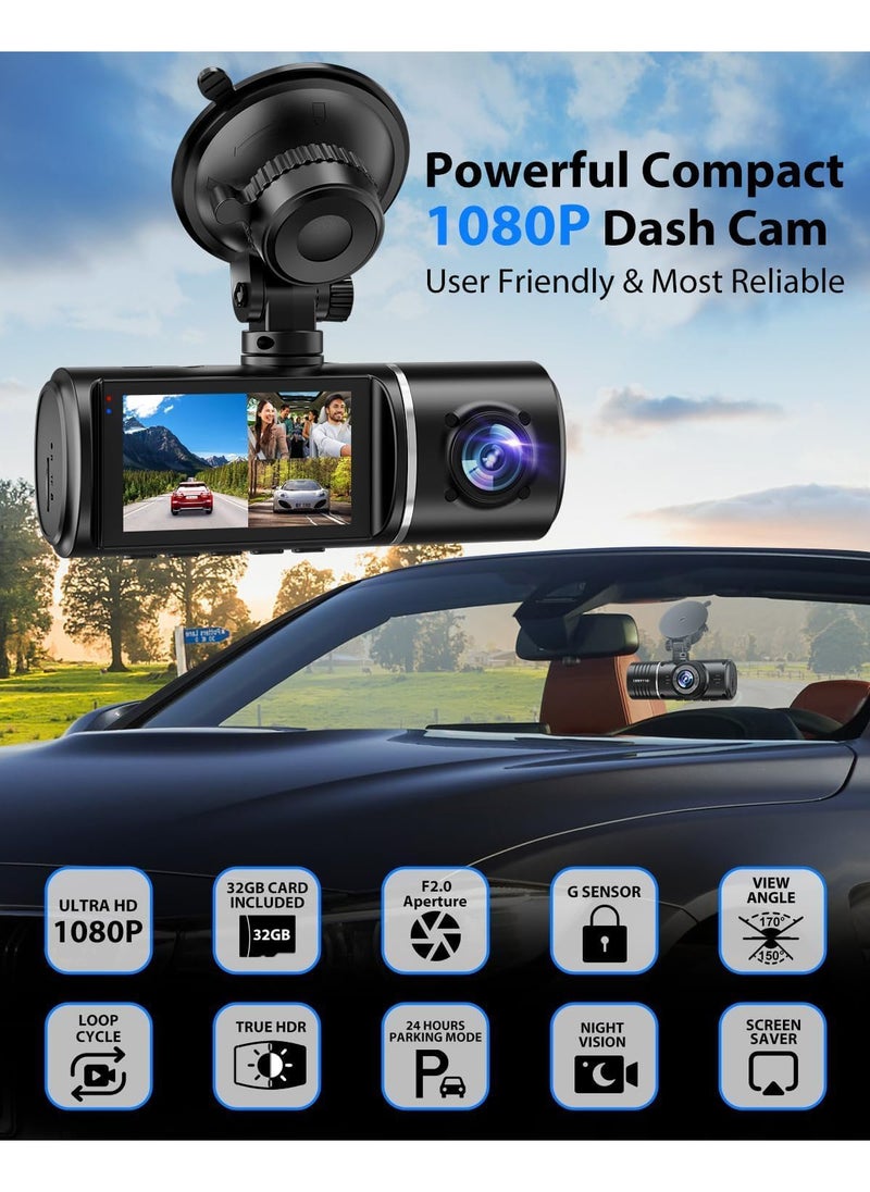 OULIYO Dash Camera - Front and Rear 1080P   Triple Driving Recorder HDR G Sensor 24-Hour Parking, Loop Recording - Car Camera with Parking Monitor  - Image 3