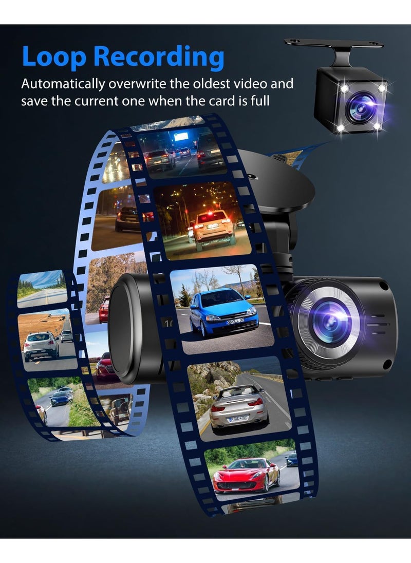 OULIYO Dash Camera - Front and Rear 1080P   Triple Driving Recorder HDR G Sensor 24-Hour Parking, Loop Recording - Car Camera with Parking Monitor  - Image 5