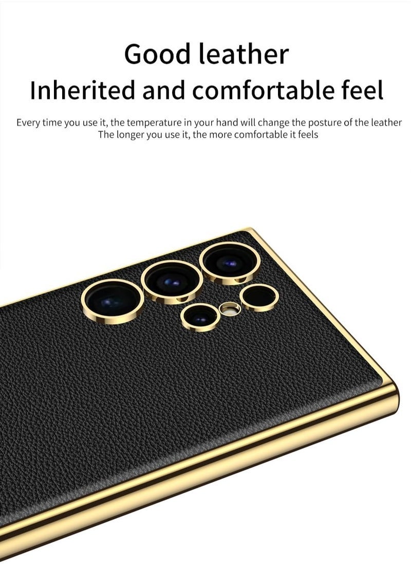 general Case Compatible with Samsung Galaxy S24 Ultra Case Leather, Hybrid Electroplating Cover Soft PU Anti-Scratches Protector Galaxy S24 Ultra Cover Case - Image 2