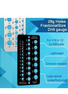 Generic 2 Pieces Fractional Drill Bit Size Gauge Drill Bit Gauge Stainless Steel Drill Gauge 29 Holes Metal Drill Size Gauge Tool for 1/16 Inch to 1/2 Inch Size Bits Measurement (Silver+Black)  - Image 2