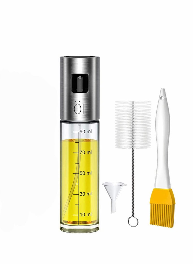 Excefore 1Packs 100ml Olive Oil Sprayer Bottle Oil Dispenser with Scale Transparent Food-Grade Portable Spray Bottle Vinegar Bottle Air Fryer Stainless Steel for BBQ Frying Grilling Kitchen Baking Roasting wit - Image 1