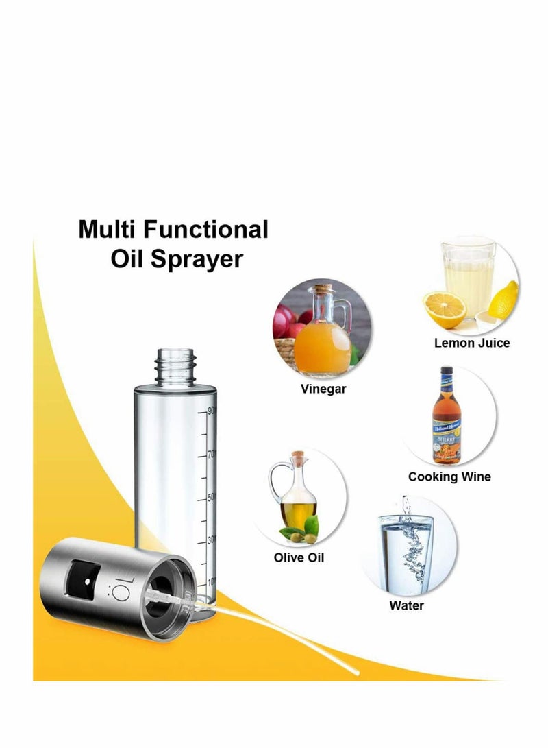 Excefore 1Packs 100ml Olive Oil Sprayer Bottle Oil Dispenser with Scale Transparent Food-Grade Portable Spray Bottle Vinegar Bottle Air Fryer Stainless Steel for BBQ Frying Grilling Kitchen Baking Roasting wit - Image 4