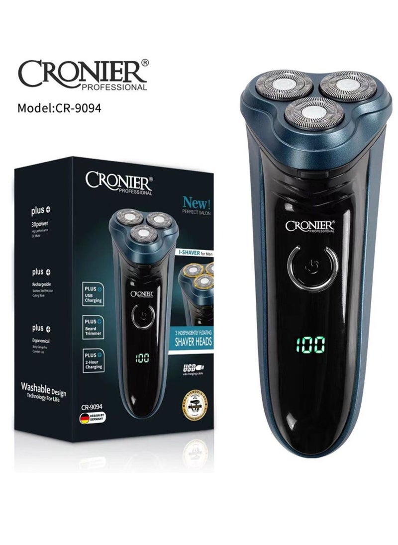 كرونير ماكينة حلاقة كهربائية دوارة قابلة للشحن CRONIER CR-9094 (3 رؤوس عائمة)  - Image 1