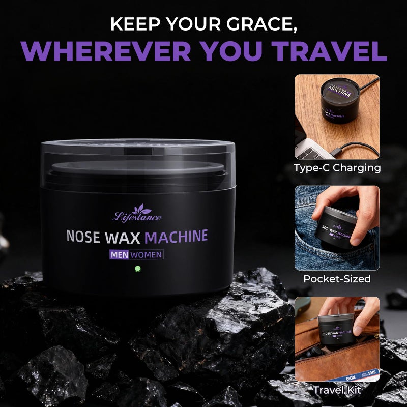Lifestance Nose Wax Kit for Men & Women - 120g Nose Hair Wax Kit with USB C - Fast Heating, Smart Temp Control, 48 Sticks, Painless Ear Hair Removal, Compact, Travel-Ready, Multi-Accessories - Image 5