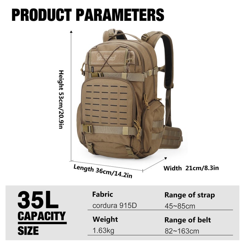 Mardingtop 35L Molle Tactical Military Backpack for Menï¼ŒCordura Backpack for Hiking,Camping,Survival - Image 3