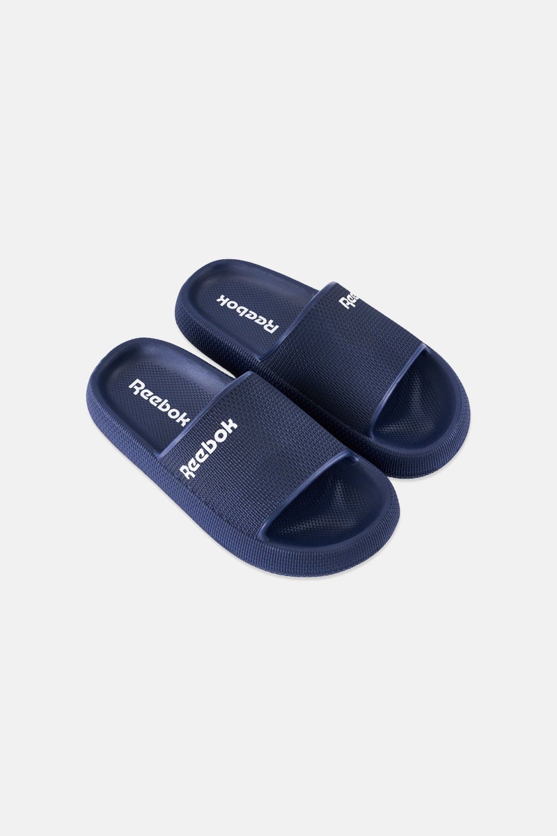 Reebok Kids Boy Brand Logo Slip On Slides, Navy - Image 4