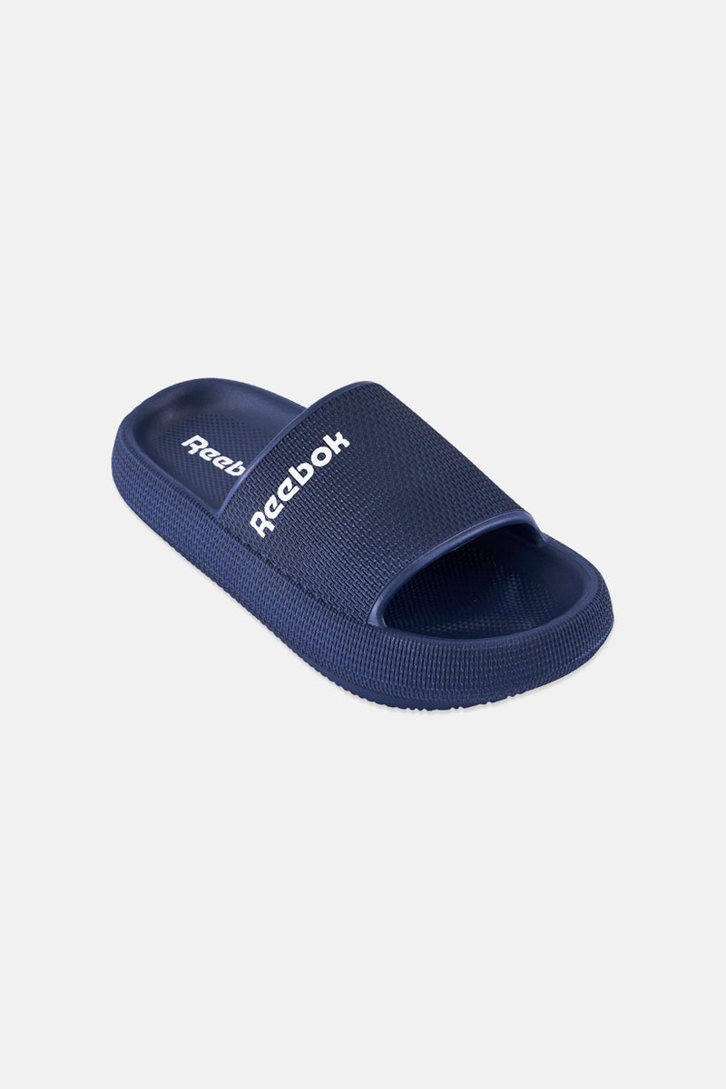 Reebok Kids Boy Brand Logo Slip On Slides, Navy - Image 1