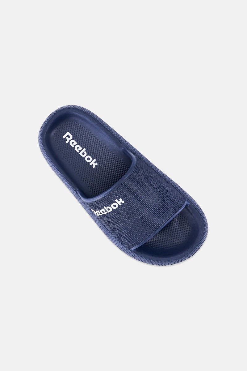 Reebok Kids Boy Brand Logo Slip On Slides, Navy - Image 3