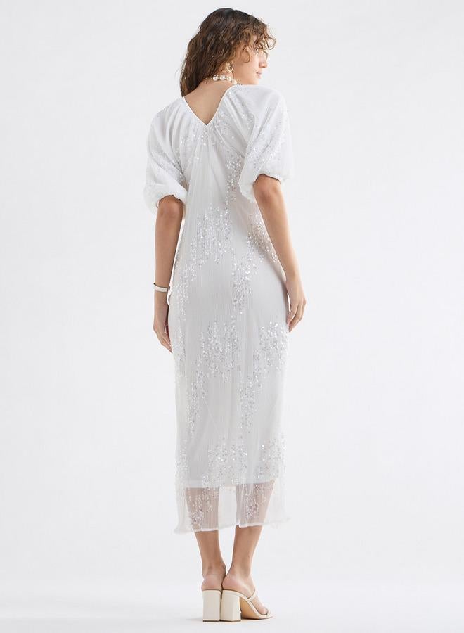 سبلاش فيڤ فستان بحافة شفافة مرصع بالترتر - Image 3