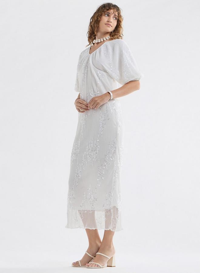 سبلاش فيڤ فستان بحافة شفافة مرصع بالترتر - Image 1