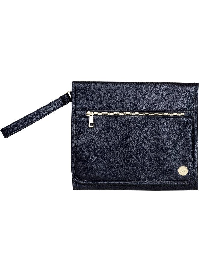 CleverMade Portable Baby Changing Pad Clutch with Wristlet - Premium Foldable Water Resistant Diaper Changing Mat with Storage Pockets for Diapers and Wipes - Black - Image 1