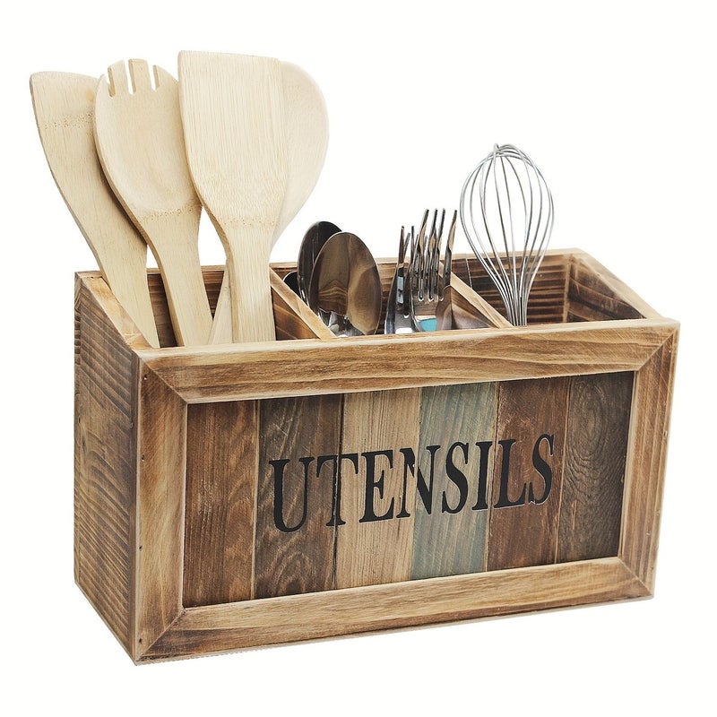 Kitchen Wooden Storage Box Cutlery Organizer Desktop Chopstick Sorter Cooking Utensil Rack New Baking Color Countertop Holder - Image 1