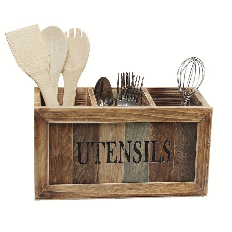 Kitchen Wooden Storage Box Cutlery Organizer Desktop Chopstick Sorter Cooking Utensil Rack New Baking Color Countertop Holder - Image 4