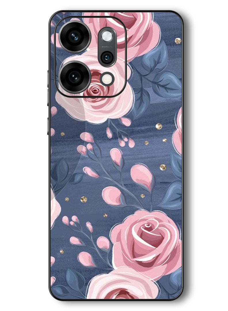Theodor Case Compatible with Oppo Reno 14 Pro 6.83 Inch Protection Shockproof Bumper Cover Roses & Leaves Pattern - Image 1