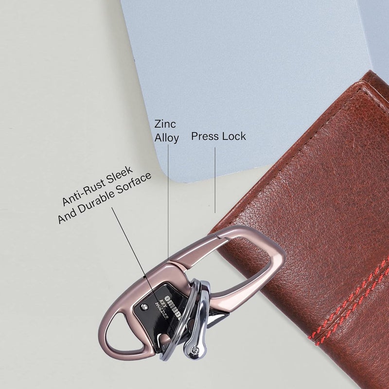TechPro Stainless Steel Keychain Heavy Duty Car Keychain For Men And Women (Brown) - Image 4