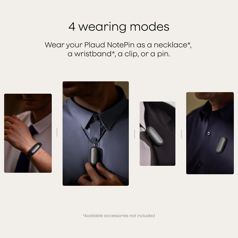 Plaud NotePin AI Voice Recorder with 64GB Memory and App Control - Cosmic Gray - Image 2