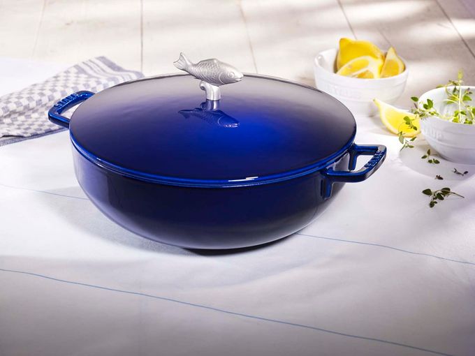 STAUB Cast Iron 5-Qt Bouillabaisse Pot Dark Blue, Made In France - Image 3