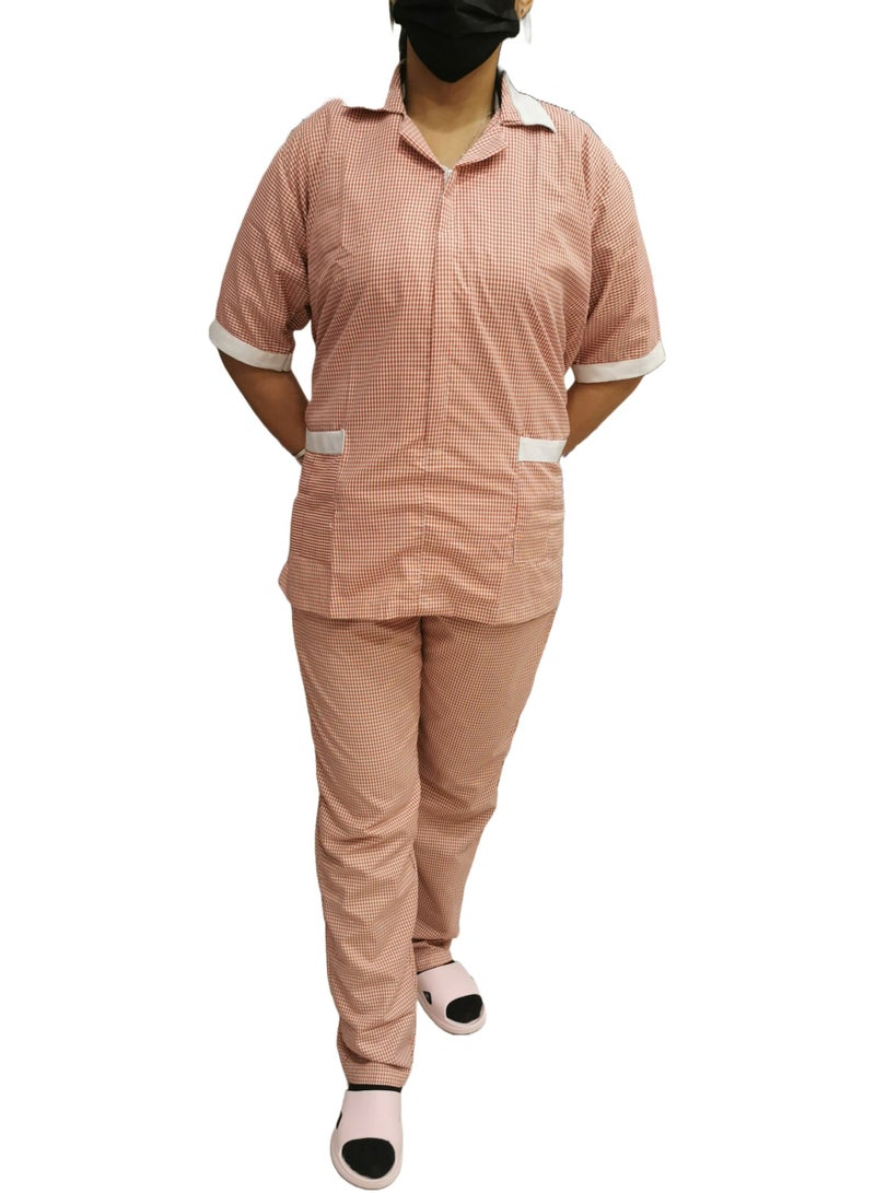 Rannah's Uniform Women's Housekeeper Uniform, Short Sleeve, Light Fabric, Summer, Checkers Pattern - Image 1