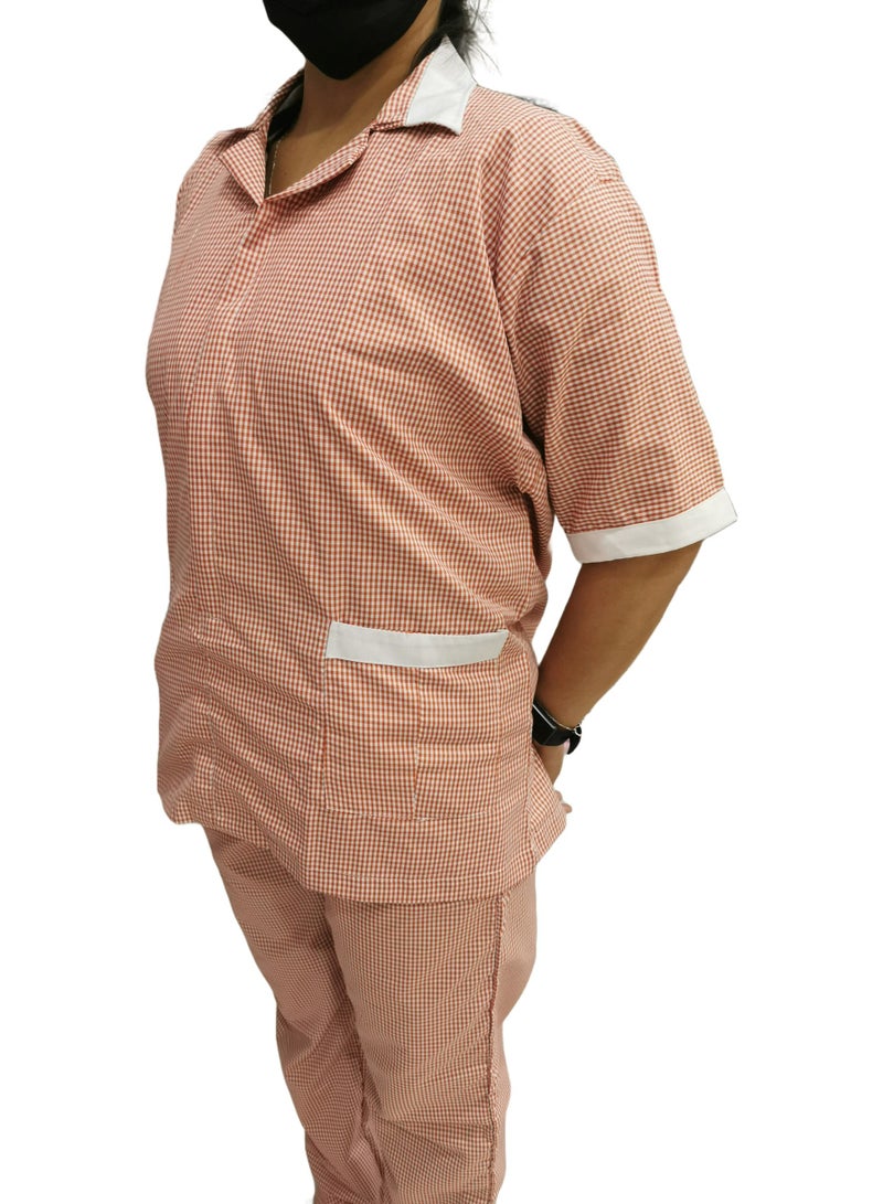 Rannah's Uniform Women's Housekeeper Uniform, Short Sleeve, Light Fabric, Summer, Checkers Pattern - Image 2