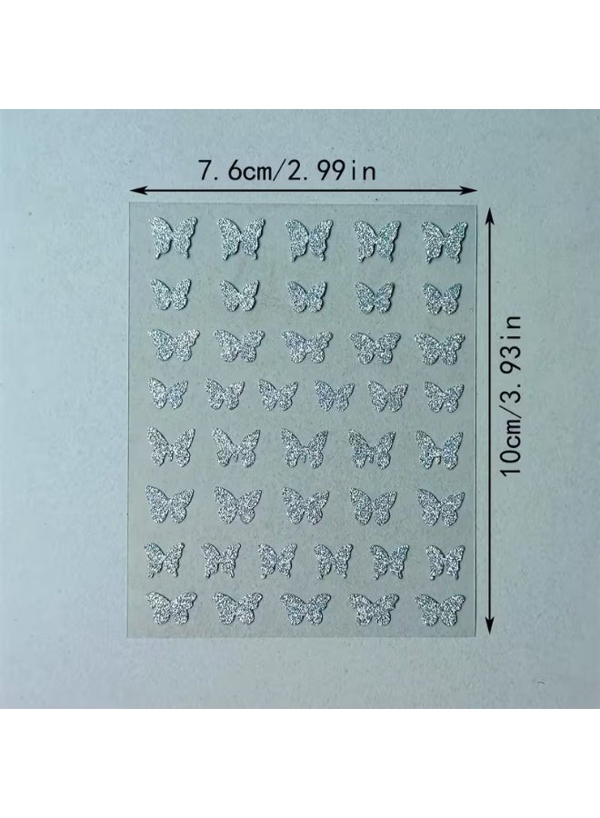 Goolsky One Sheet of Shiny Silvery Butterfly Nail Stickers Super Glitter Nail Stickers - Image 4