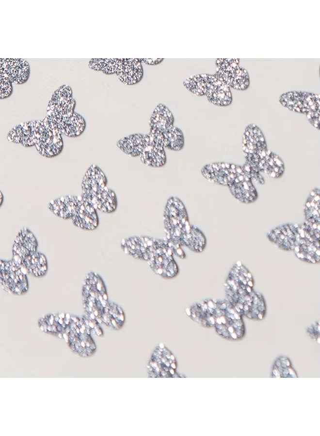 Goolsky One Sheet of Shiny Silvery Butterfly Nail Stickers Super Glitter Nail Stickers - Image 3