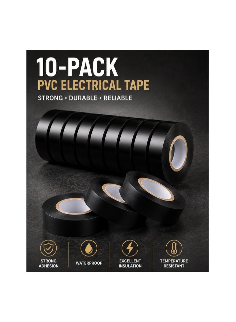 THE ARTFUL BLEND 10-Pack Heavy Duty Electrical Tape – Extra Strong Waterproof PVC Insulation Tape, All-Weather Flexible Adhesive for Wiring, HVAC, Automotive, Home Repairs, Construction & DIY Us - Image 1